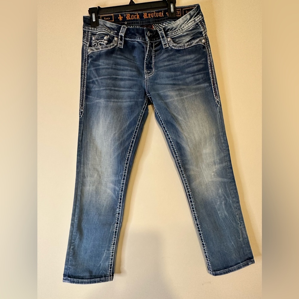 Rock Revival Ennis Easy Crop Stretch Womens Jeans Size 28